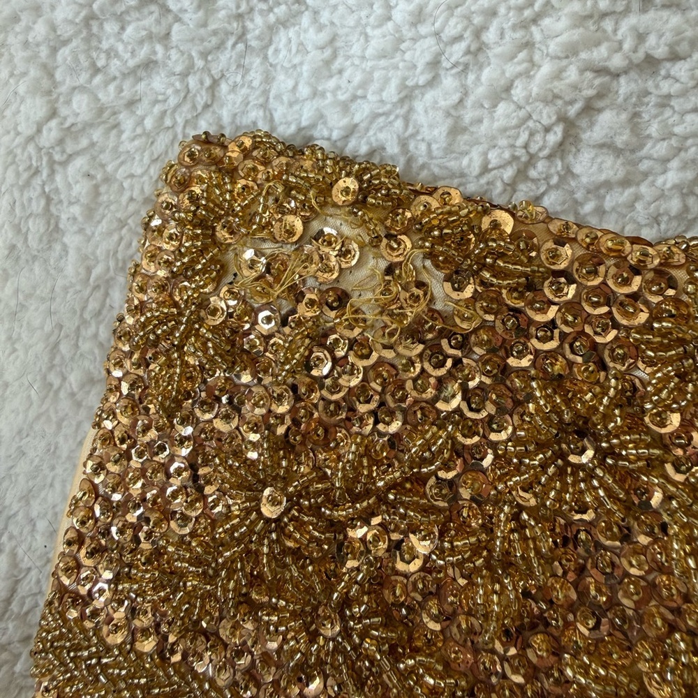 Vintage Star Brand Gold Beaded Sequin Evening Clutch - Picture 4 of 8
